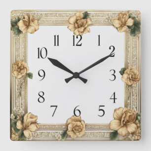 Art Deco Flower Square Wall Clock