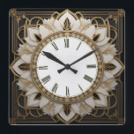 Art Deco Flower Square Wall Clock<br><div class="desc">Great clock design. You will love it like others. Be free to use this design for other product you like or to customise and add your text. Follow me for more.  Thank you. Have a nice day.</div>
