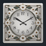 Art Deco flower Square Wall Clock<br><div class="desc">Great clock design. You will love it like others. Be free to use this design for other product you like or to customise and add your text. Follow me for more. Thank you. Have a nice day.</div>