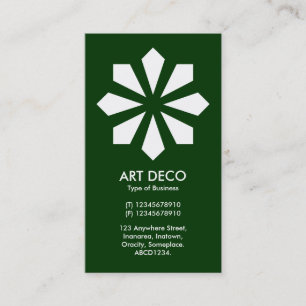 Art Deco Flower Star - Dark Green 003300 Business Card