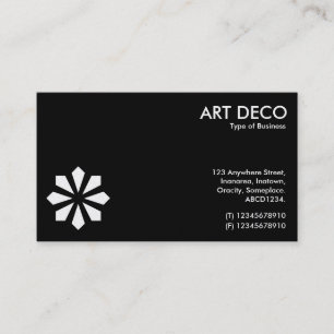 Art Deco Flower Symbol - Black (Gold Card) Business Card