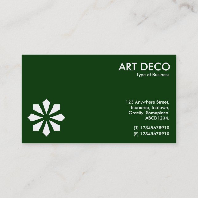 Art Deco Flower Symbol - Dark Green 003300 Business Card (Front)