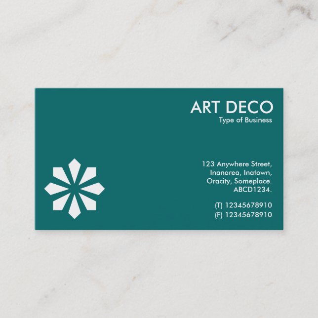 Art Deco Flower Symbol - Teal Green 006666 Business Card (Front)