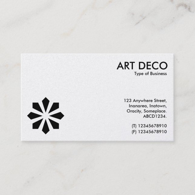 Art Deco Flower Symbol - White and Black (Gold) Business Card (Front)