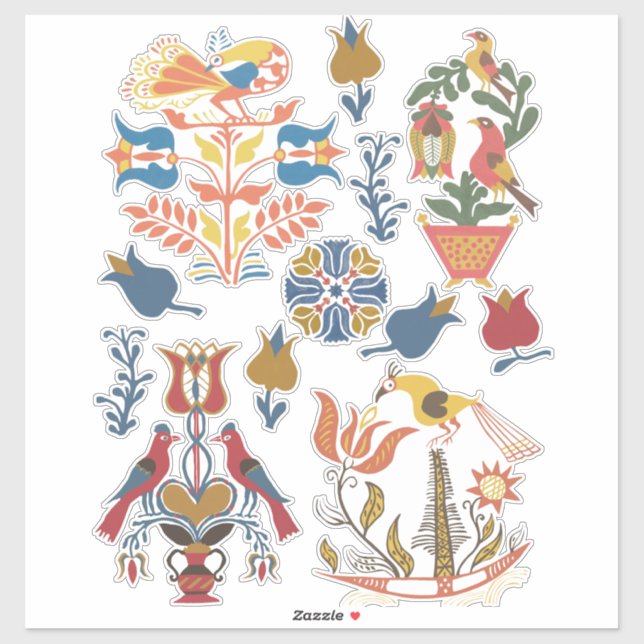 Art Deco Flowers and Birds floral elements (Sheet)