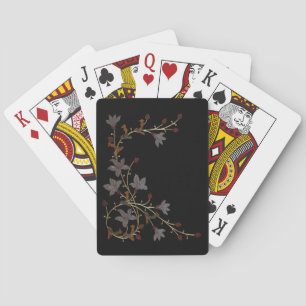 Art Deco Flowers On Black Playing Cards