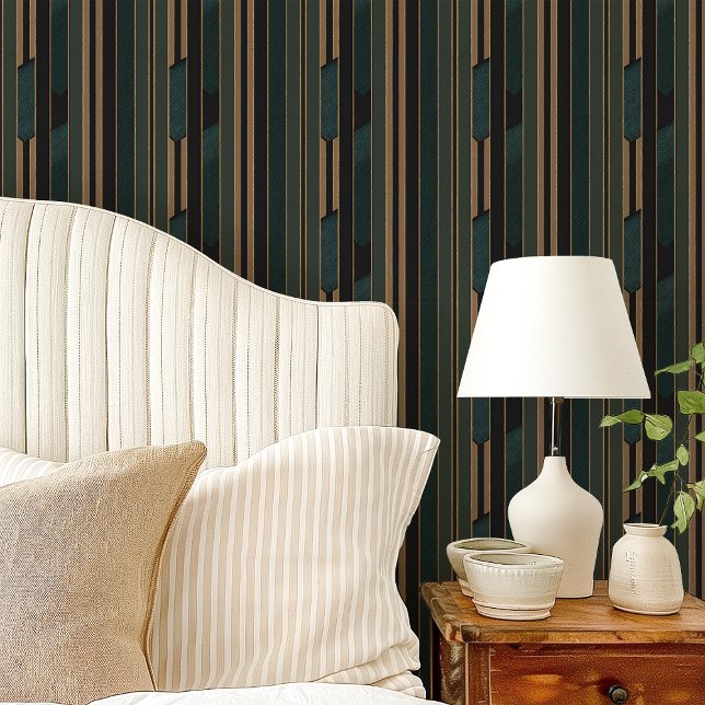 Art Deco Forest Green and Gold Geometric Wallpaper (Creator Uploaded)
