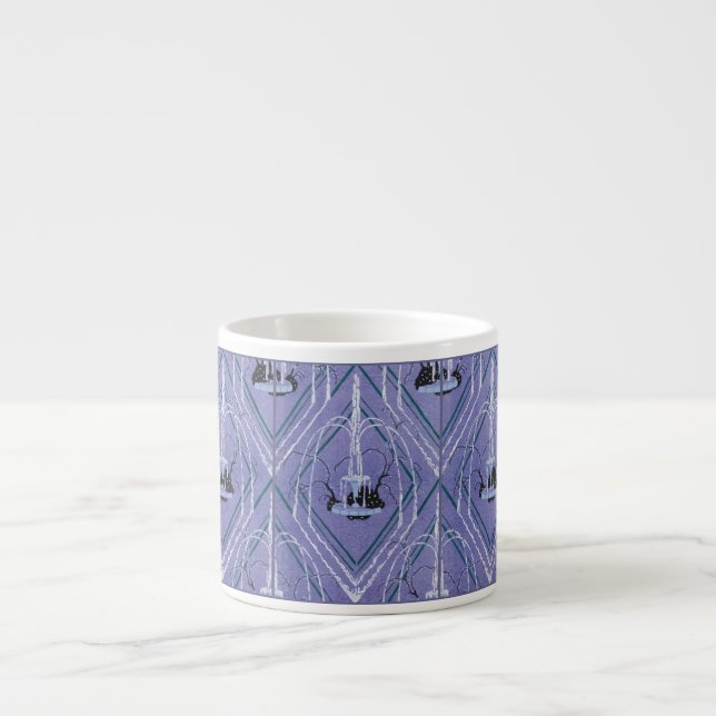 Art Deco Fountain In Blue Espresso Cup (Front)