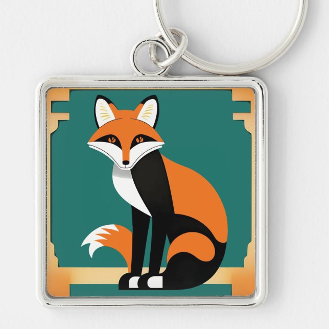 Art Deco Fox Keychain (Front)
