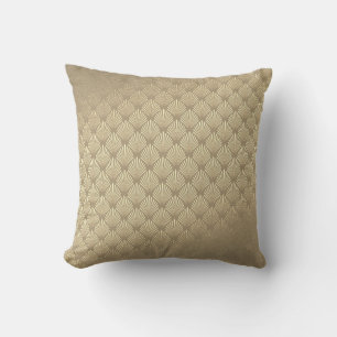 Art Deco Foxier Ivory Beige Gold Cobalt Seashells Cushion