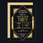 Art Deco Frame 30th Birthday Gold Black Invitation<br><div class="desc">Glamourous style to invite your guests to a roaring 1920s evening with this elegant gold and black Art Deco style invitation for your 30th birthday party. On the front, the typography is within a twenties style frame and you can easily personalise the typography with your details. The back is in...</div>
