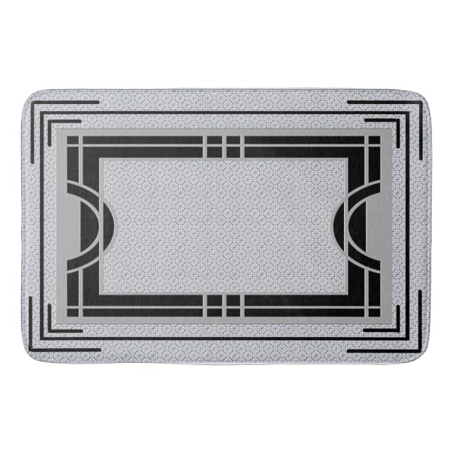 Art Deco Frame - Grey and Black Bath Mat (Front)