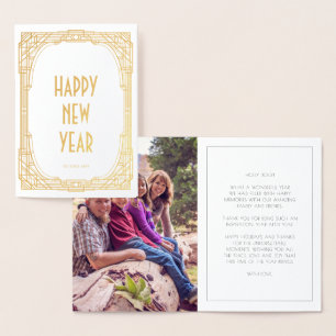 Art deco frame Happy New Year Foil Card