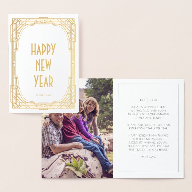 Art deco frame Happy New Year Foil Card (Display)