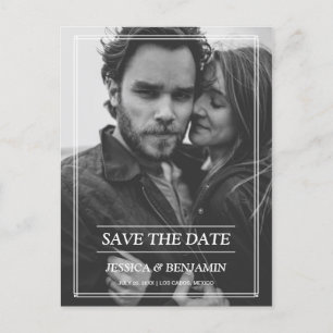 Art Deco Frame Photo Save the Dates Announcement Postcard
