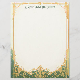 Art Deco Frame with Lotus Stationery Paper Custom Letterhead