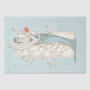 Art Deco French Lady Daisy Arch Blue Decoupage Art Tissue Paper