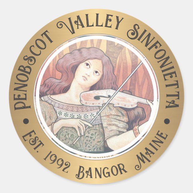 Art Deco French Orchestra Symphony Sinfonietta  Classic Round Sticker (Front)