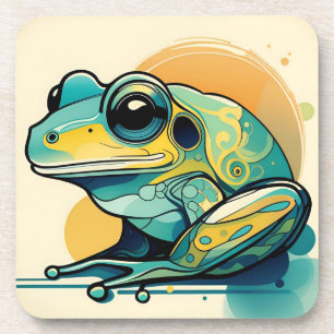 Art Deco Frog Hard plastic coaster set
