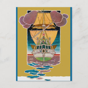Art Deco Galleon Postcard