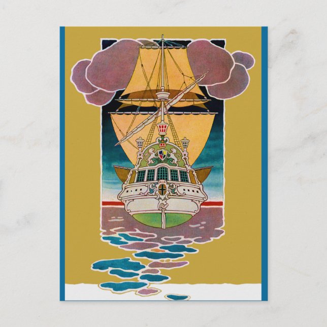 Art Deco Galleon Postcard (Front)
