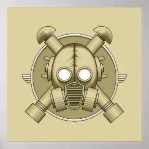 Art Deco Gasmask khaki Poster