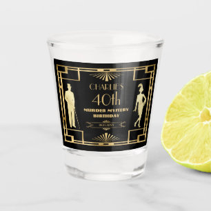 Art Deco Gatsby 20s Murder Mystery Gold Birthday Shot Glass