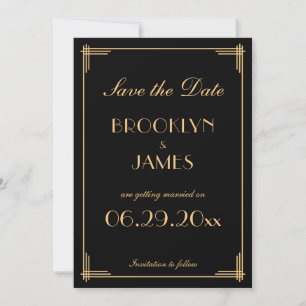 Art Deco Gatsby Black Save The Date Cards
