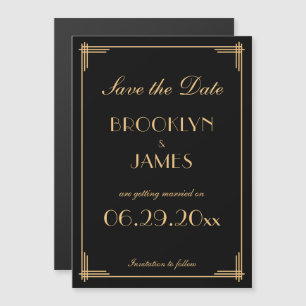 Art Deco Gatsby Black Save The Date Magnetic Invitation