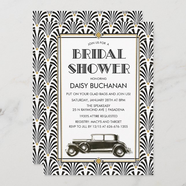 Art Deco Gatsby Bridal Shower Invitation (Front/Back)