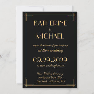 Art Deco Gatsby Elegant Wedding Invitations