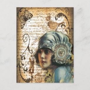 Art Deco Gatsby Girl Paris fashionista Postcard