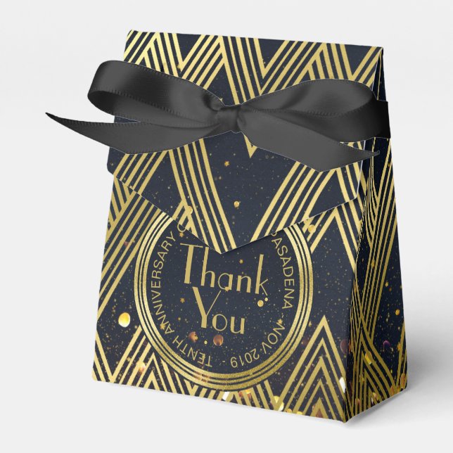 Art Deco Gatsby Glitter Geometric Pattern Monogram Favour Box (Front Side)
