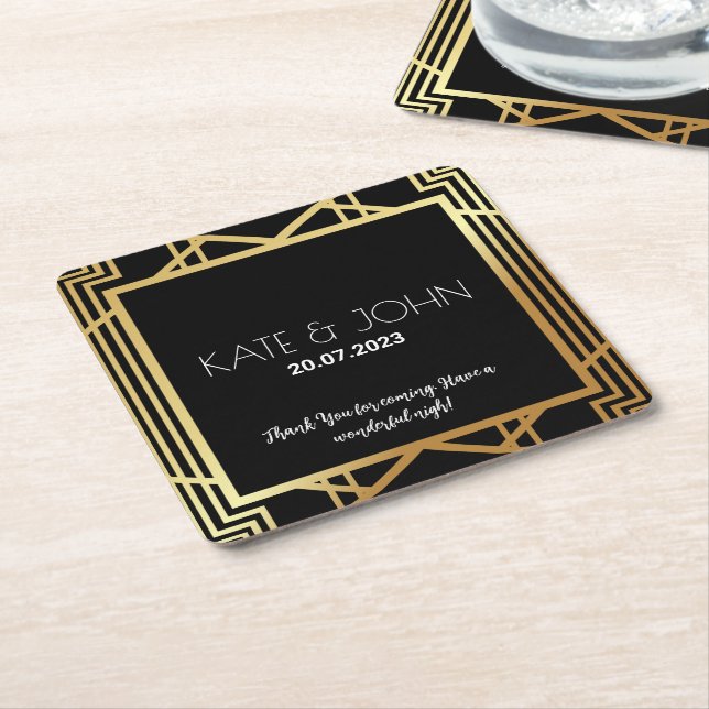 Art Deco Gatsby Inspired Coasters for Wedding  (Angled)