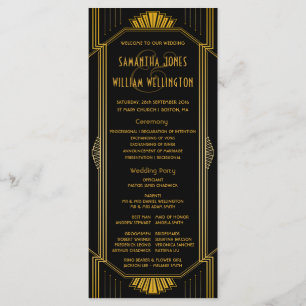Art Deco Gatsby Modern Wedding Timeline Programme