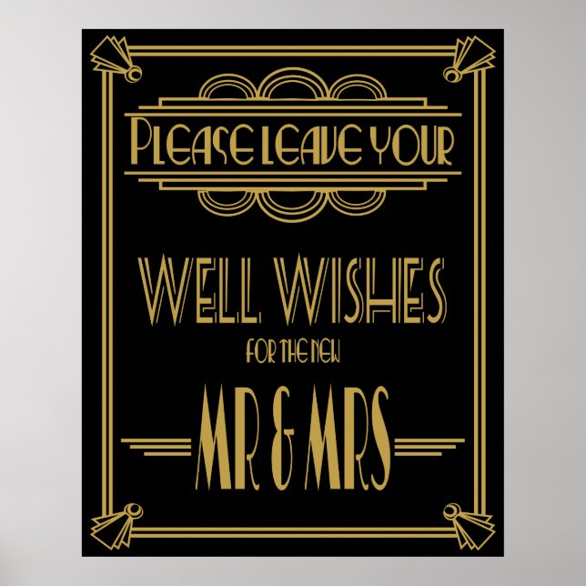 Art Deco Gatsby "Please leave your wishes" print (Front)