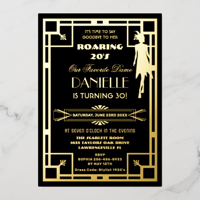 Art Deco Gatsby Roaring 20s 30th Birthday Real (Front)