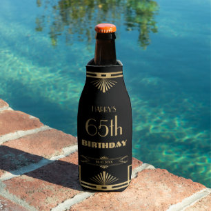 Art Deco Gatsby Roaring 20s Black Gold Birthday Bottle Cooler
