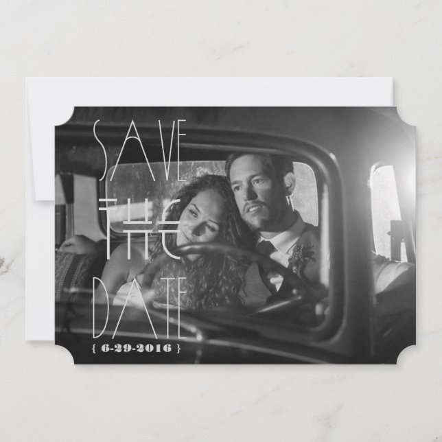 Art Deco Gatsby Save the Date | 5x7 Invite Ticket (Front)