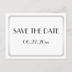 Art Deco Gatsby Silver Save The Date Postcard