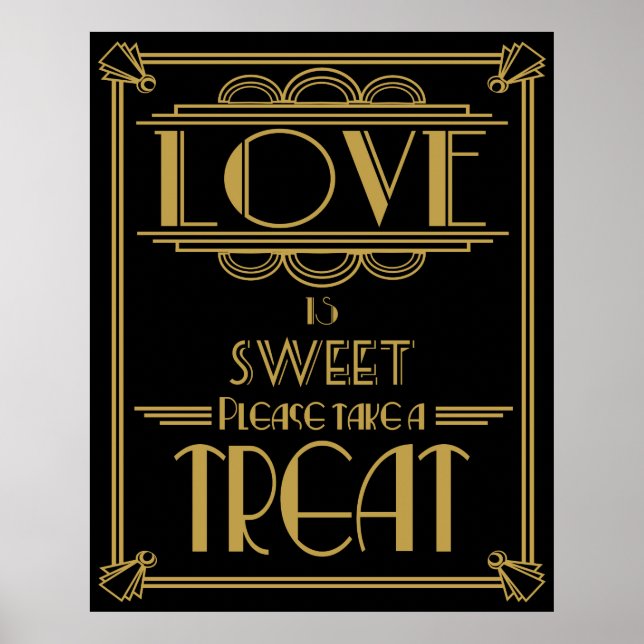 Art Deco Gatsby style "Love is sweet" print (Front)