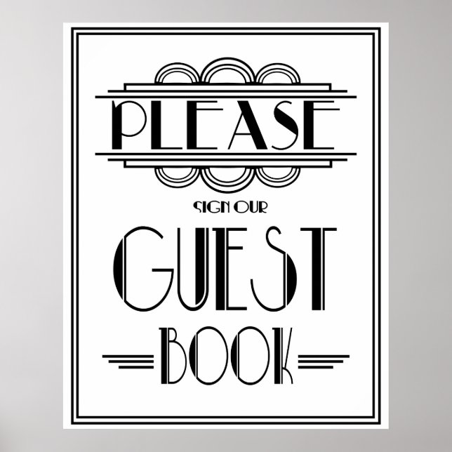 Art Deco Gatsby style "Please sign our guest book" (Front)