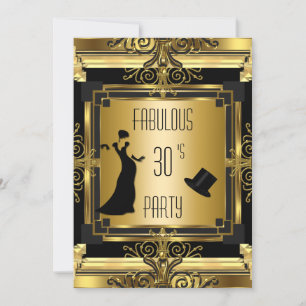 ART DECO Gatsby Tophat Fabulous Birthday Retro 4D Invitation