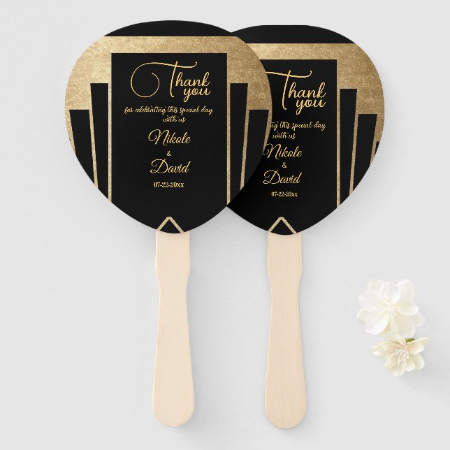 Art Deco Gatsby Wedding  Hand Fan (Front and Back)