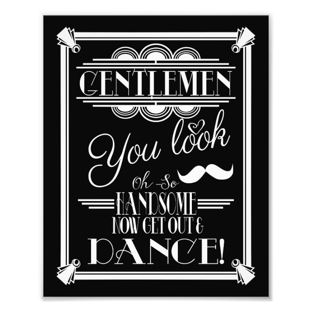 art deco, Gentlemen Bathroom sign, wedding sign (Front)