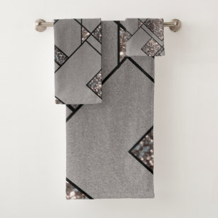 Art Deco Geo Glitter Glam #1 (Faux Glitter) #geo Bath Towel Set