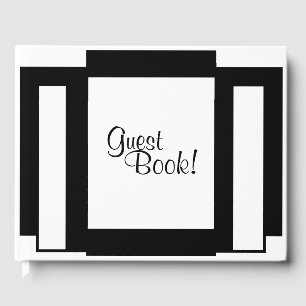 Art Deco Geometric Black and White Guest Book