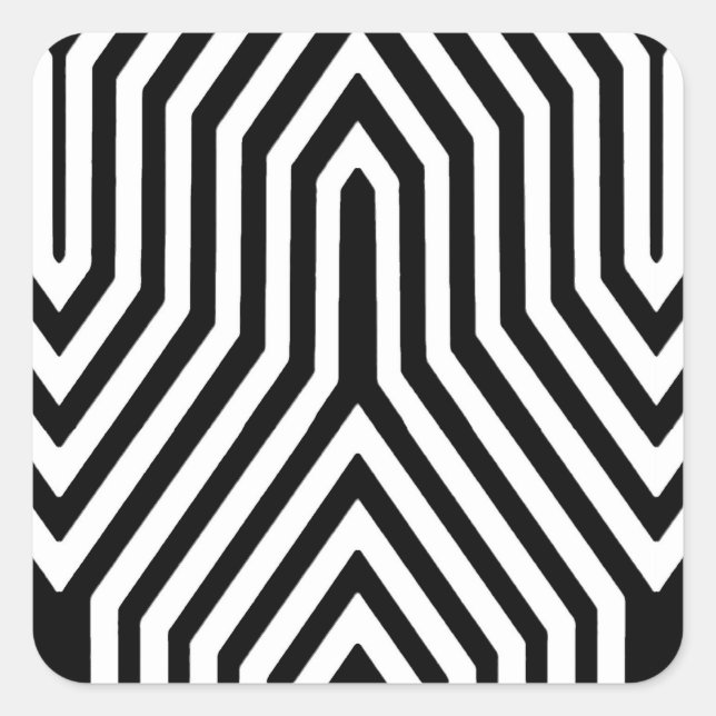 Art Deco Geometric - black and white Square Sticker (Front)