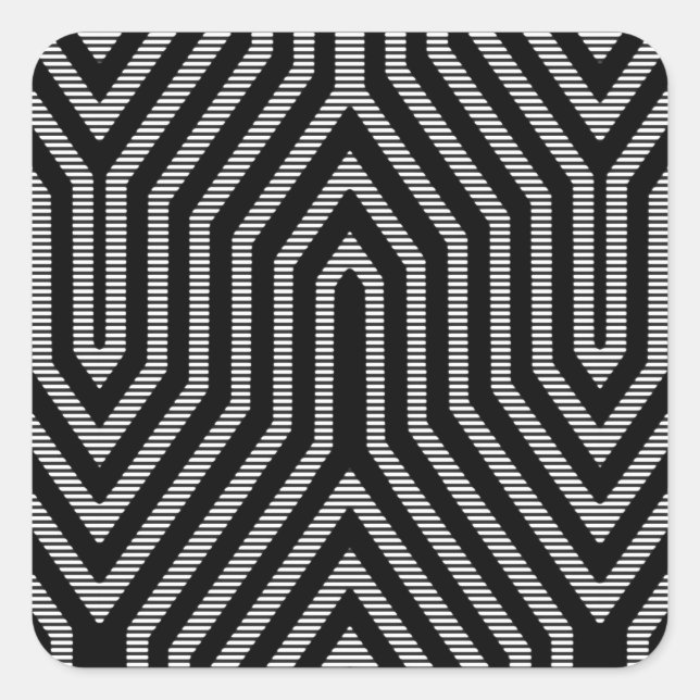 Art Deco Geometric - black and white Square Sticker (Front)
