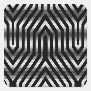 Art Deco Geometric - black and white Square Sticker